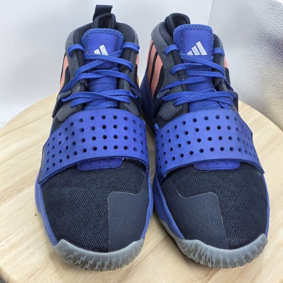 Mens Size 12 - Adidas Dame 8 EXTPLY Basketball Shoes Blue/Coral/Black Gym Court - Picture 4 of 10